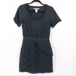 ✅ DVF Black Dress with Layered Skirt‎ Size 6 SCOOP NECK